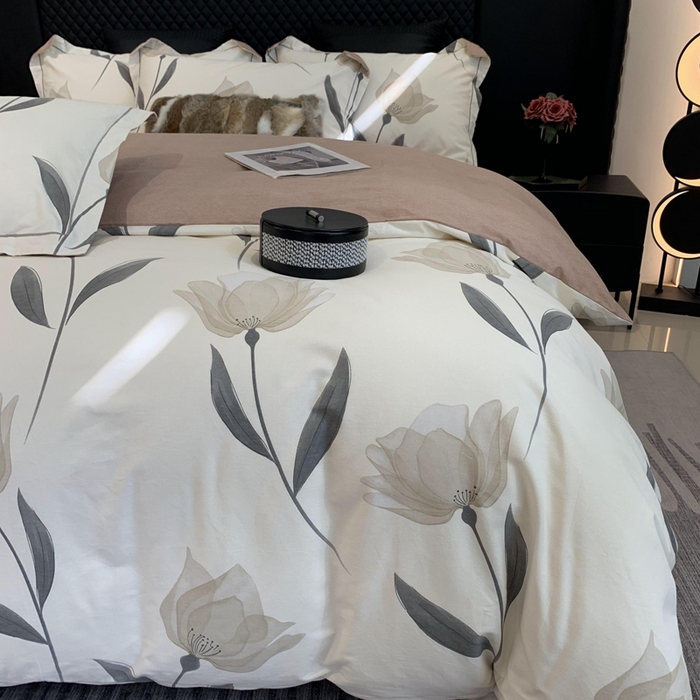 91家纺网 家纺一手货源 找家纺 莱豫家纺 2025新款全棉100%纯棉加厚磨毛四件套 花韵倾城