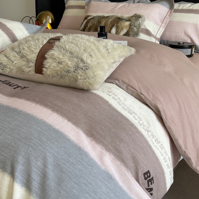 91家纺网 家纺一手货源 找家纺 莱豫家纺 2025新款全棉100%纯棉加厚磨毛四件套 信条主义粉