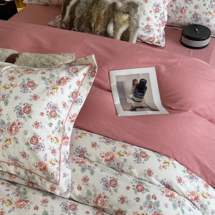 91家纺网 家纺一手货源 找家纺 莱豫家纺 2025新款全棉100%纯棉加厚磨毛四件套 花意粉