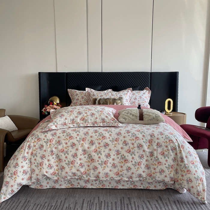 91家纺网 家纺一手货源 找家纺 莱豫家纺 2025新款全棉100%纯棉加厚磨毛四件套 花意粉