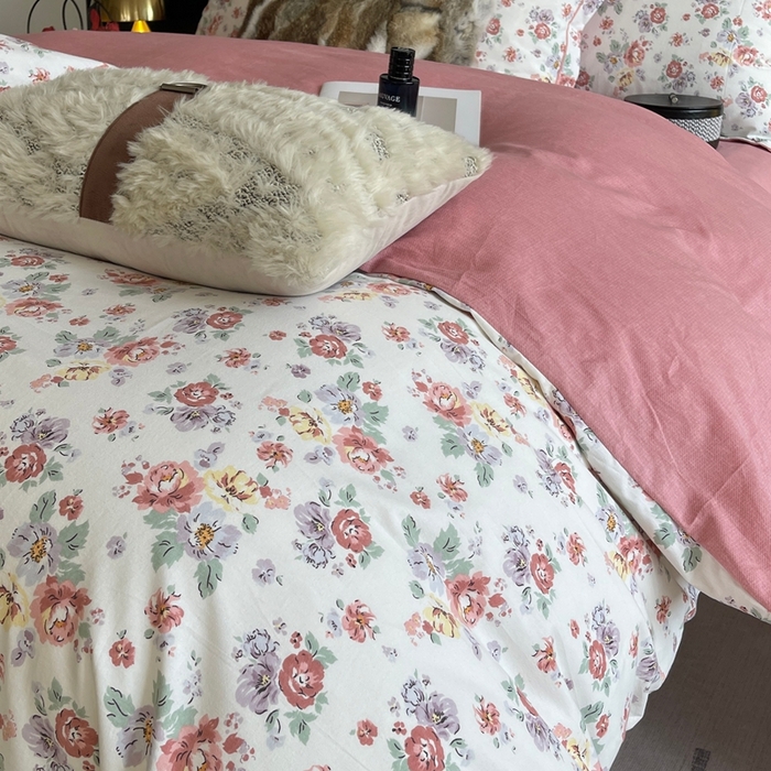 91家纺网 家纺一手货源 找家纺 莱豫家纺 2025新款全棉100%纯棉加厚磨毛四件套 花意粉