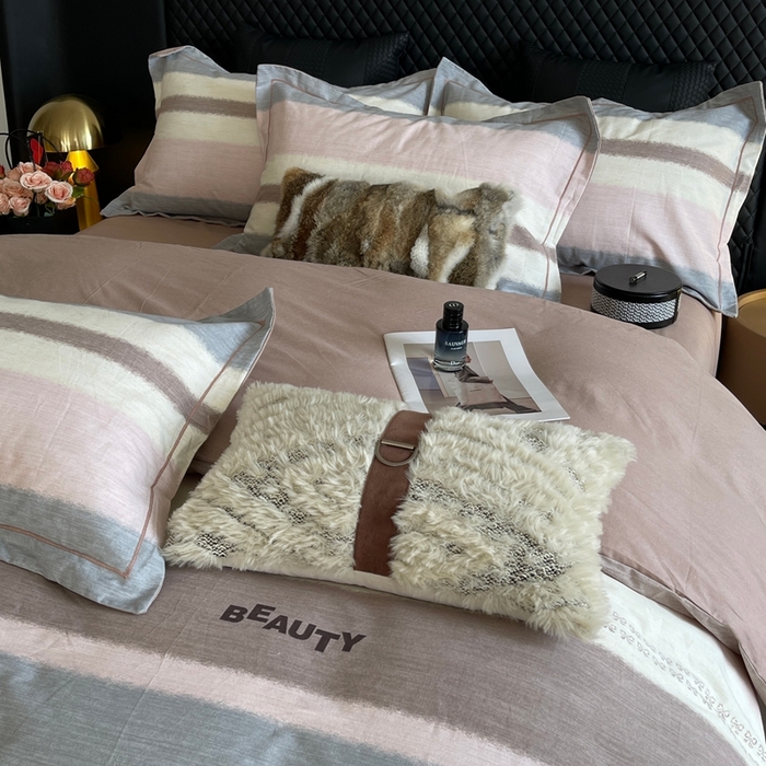 91家纺网 家纺一手货源 找家纺 莱豫家纺 2025新款全棉100%纯棉加厚磨毛四件套 信条主义粉