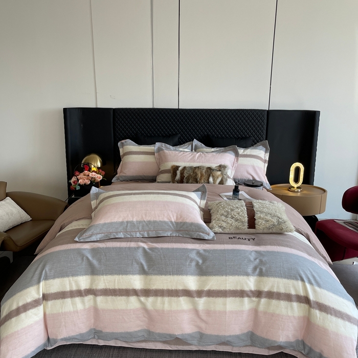 莱豫家纺 2025新款全棉100%纯棉加厚磨毛四件套 信条主义粉