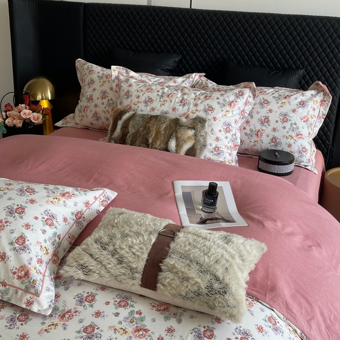 91家纺网 家纺一手货源 找家纺 莱豫家纺 2025新款全棉100%纯棉加厚磨毛四件套 花意粉