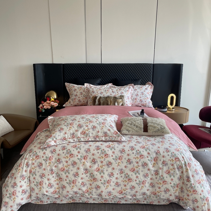 91家纺网 家纺一手货源 找家纺 莱豫家纺 2025新款全棉100%纯棉加厚磨毛四件套 花意粉