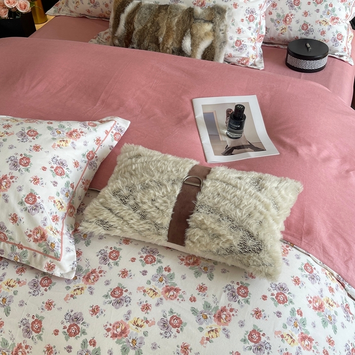 91家纺网 家纺一手货源 找家纺 莱豫家纺 2025新款全棉100%纯棉加厚磨毛四件套 花意粉