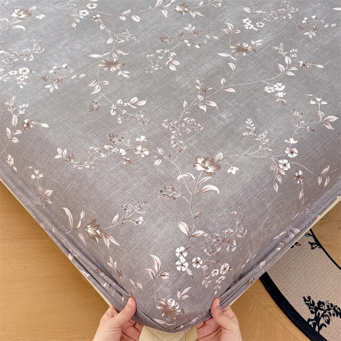 91家纺网 家纺一手货源 找家纺 梦舒羽 2025新款原麻床笠机洗家用防滑透气四季款床罩床垫床单保护套 花蕾