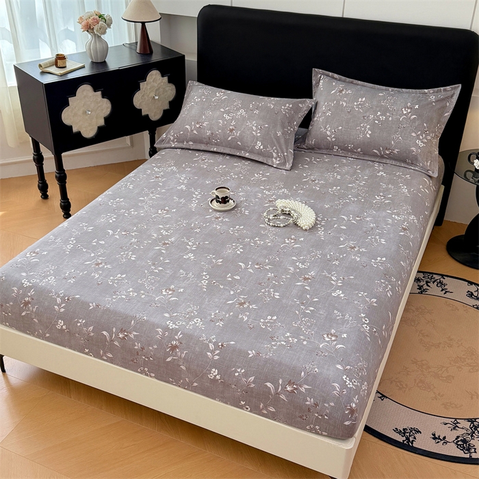 91家纺网 家纺一手货源 找家纺 梦舒羽 2025新款原麻床笠机洗家用防滑透气四季款床罩床垫床单保护套 花蕾