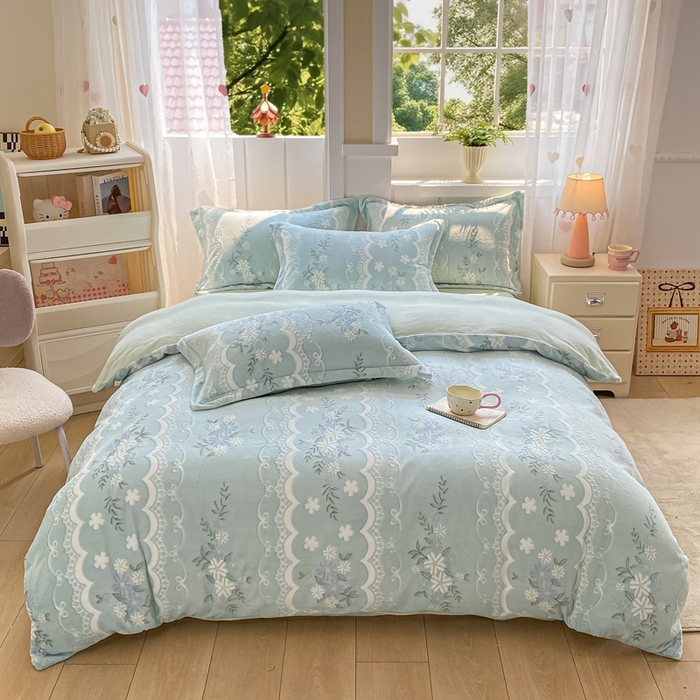 卓越家纺 2025新款加厚保暖牛奶绒四件套 柳絮语