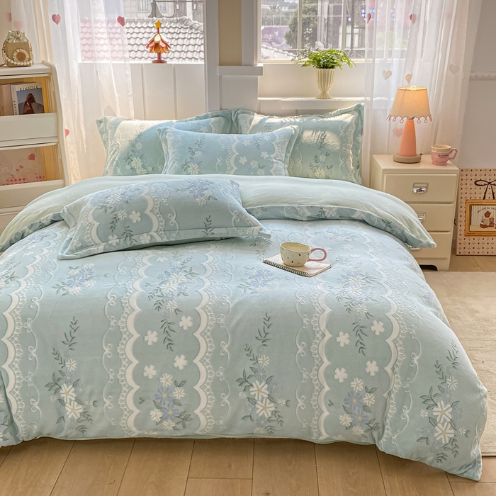 91家纺网 家纺一手货源 找家纺 卓越家纺 2025新款加厚保暖牛奶绒四件套 柳絮语