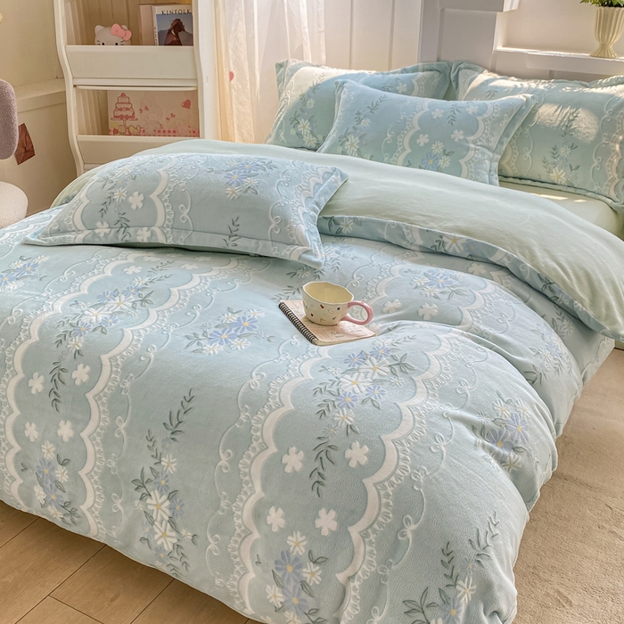 91家纺网 家纺一手货源 找家纺 卓越家纺 2025新款加厚保暖牛奶绒四件套 柳絮语