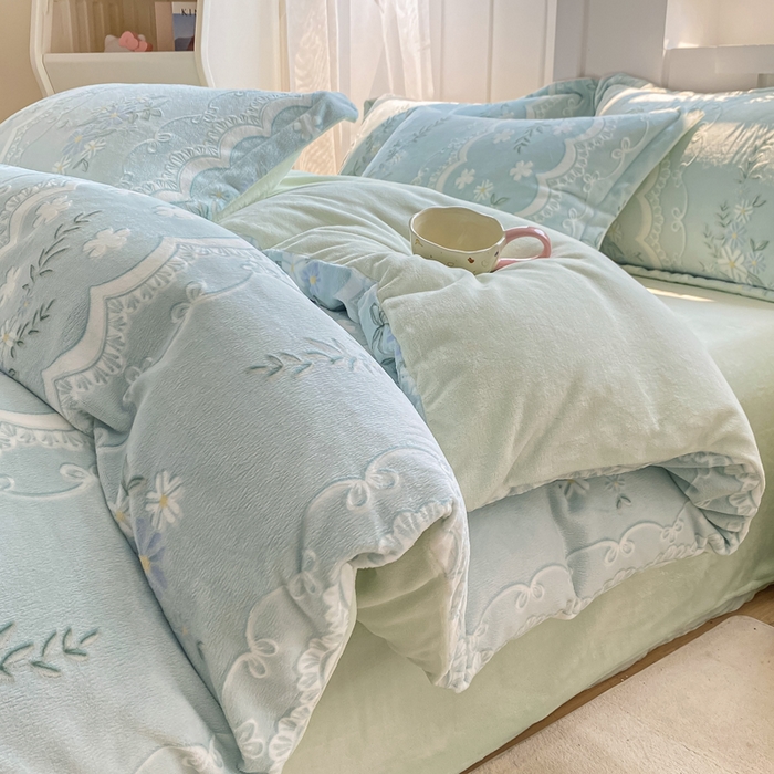 91家纺网 家纺一手货源 找家纺 卓越家纺 2025新款加厚保暖牛奶绒四件套 柳絮语