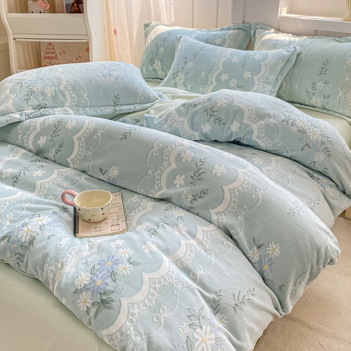 91家纺网 家纺一手货源 找家纺 卓越家纺 2025新款加厚保暖牛奶绒四件套 柳絮语