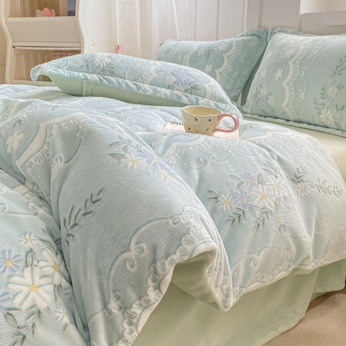 91家纺网 家纺一手货源 找家纺 卓越家纺 2025新款加厚保暖牛奶绒四件套 柳絮语