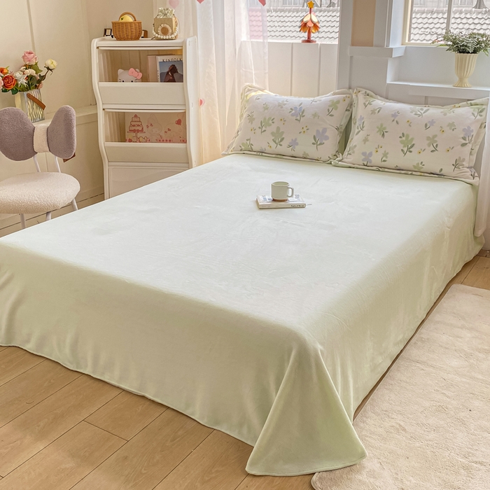 91家纺网 家纺一手货源 找家纺 卓越家纺 2025新款加厚保暖牛奶绒四件套 绿禾