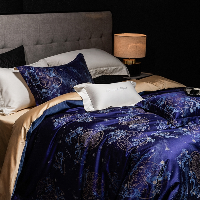 91家纺网 家纺一手货源 找家纺 （总）黑白森林 2025新款100S全棉纯棉双股色经色纬大提花四件套