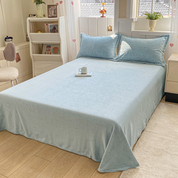 91家纺网 家纺一手货源 找家纺 卓越家纺 2025新款加厚保暖牛奶绒四件套 普鲁士兰