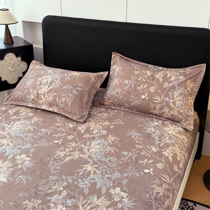 91家纺网 家纺一手货源 找家纺 梦舒羽 2025新款原麻床笠机洗家用防滑透气四季款床罩床垫床单保护套 金枝玉叶