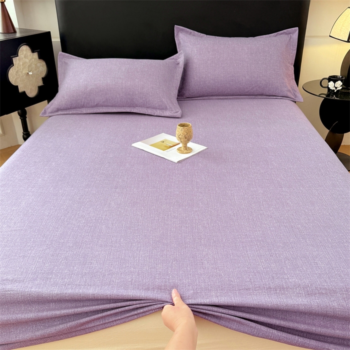 梦舒羽 2025新款原麻床笠机洗家用防滑透气四季款床罩床垫床单保护套 罗兰紫