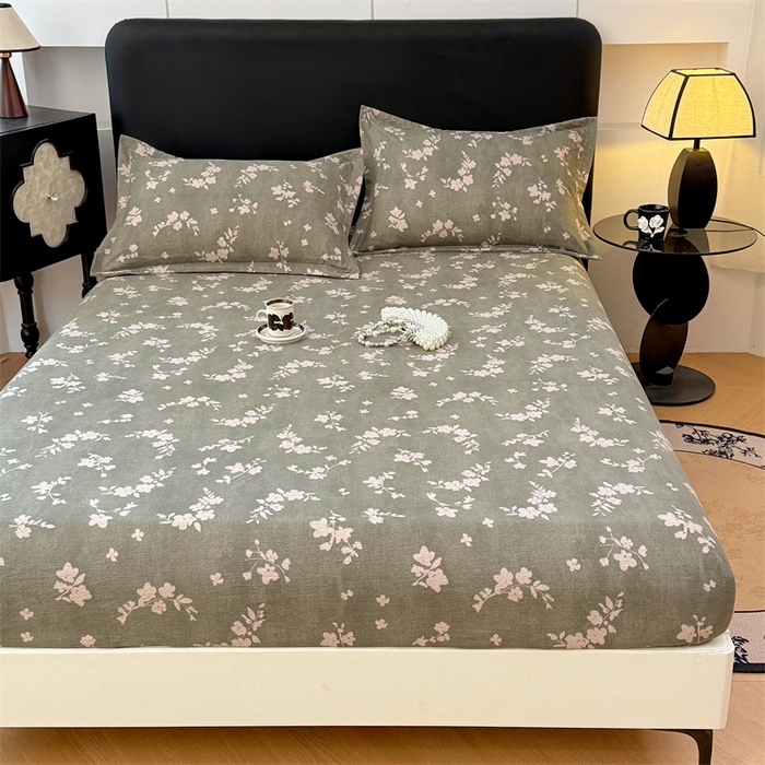 91家纺网 家纺一手货源 找家纺 梦舒羽 2025新款原麻床笠机洗家用防滑透气四季款床罩床垫床单保护套 曼妙花园