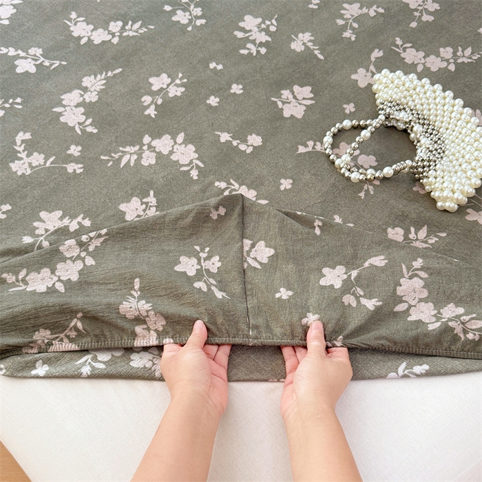 91家纺网 家纺一手货源 找家纺 梦舒羽 2025新款原麻床笠机洗家用防滑透气四季款床罩床垫床单保护套 曼妙花园