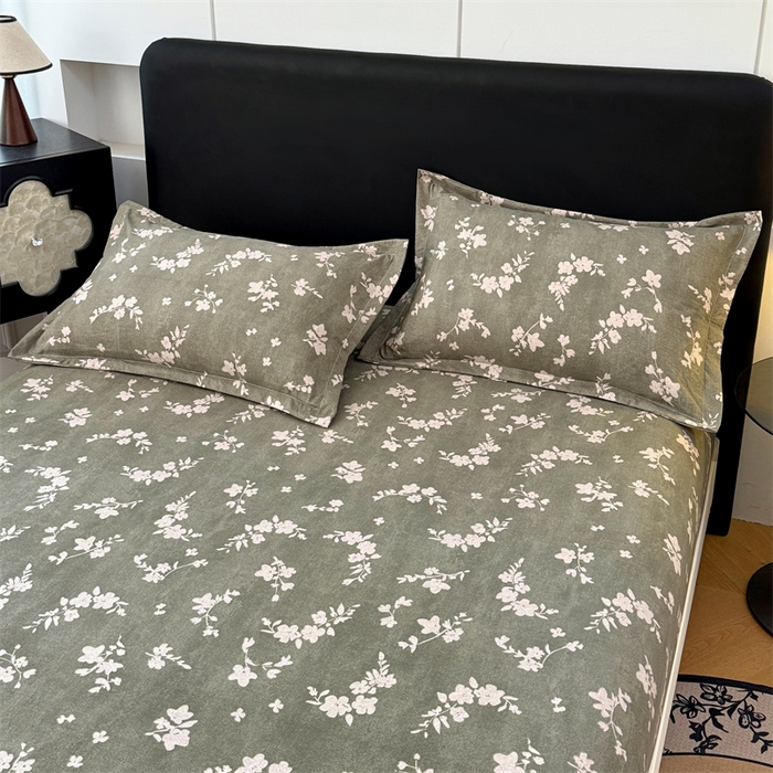 91家纺网 家纺一手货源 找家纺 梦舒羽 2025新款原麻床笠机洗家用防滑透气四季款床罩床垫床单保护套 曼妙花园