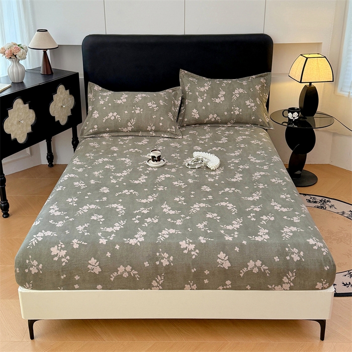 91家纺网 家纺一手货源 找家纺 梦舒羽 2025新款原麻床笠机洗家用防滑透气四季款床罩床垫床单保护套 曼妙花园