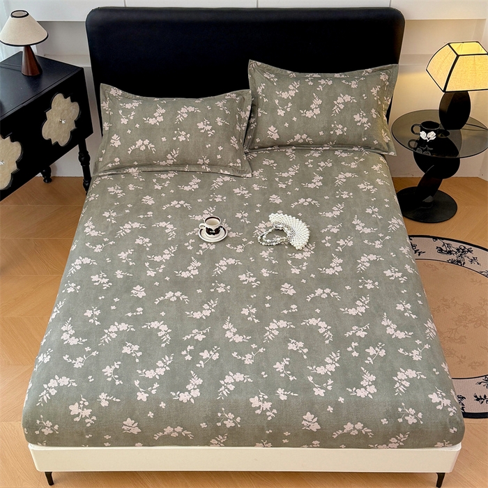 91家纺网 家纺一手货源 找家纺 梦舒羽 2025新款原麻床笠机洗家用防滑透气四季款床罩床垫床单保护套 曼妙花园