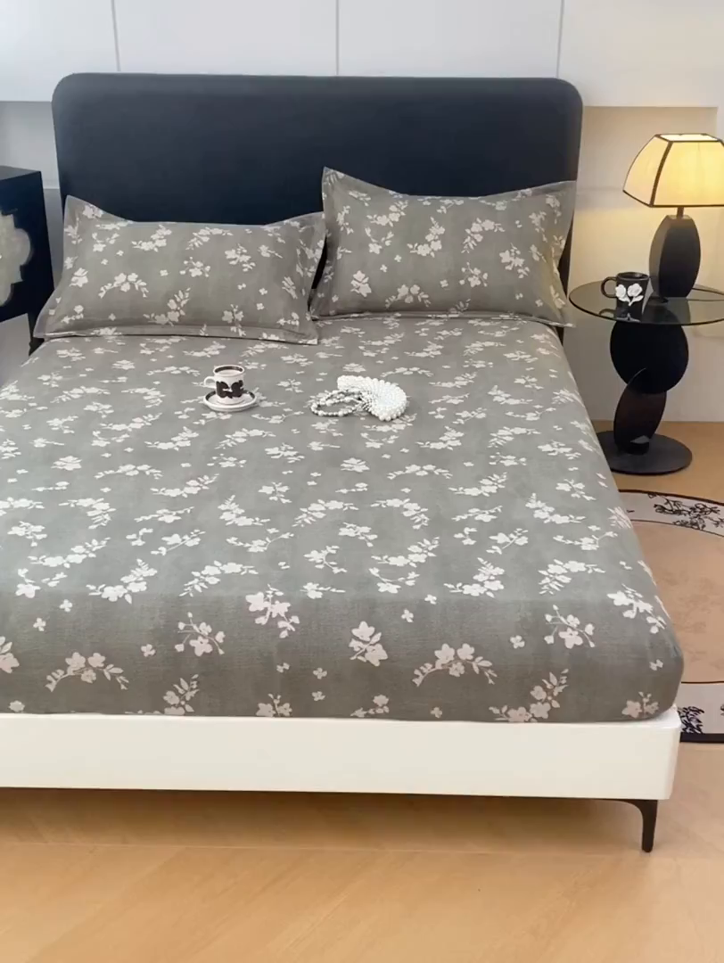 91家纺网 家纺一手货源 找家纺 梦舒羽 2025新款原麻床笠机洗家用防滑透气四季款床罩床垫床单保护套 曼妙花园