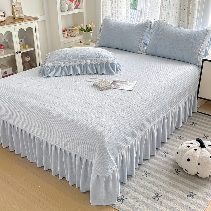 91家纺网 家纺一手货源 找家纺 锦格家纺 2024新款A类高克重牛奶绒四件套 艾洛薇【天蓝】