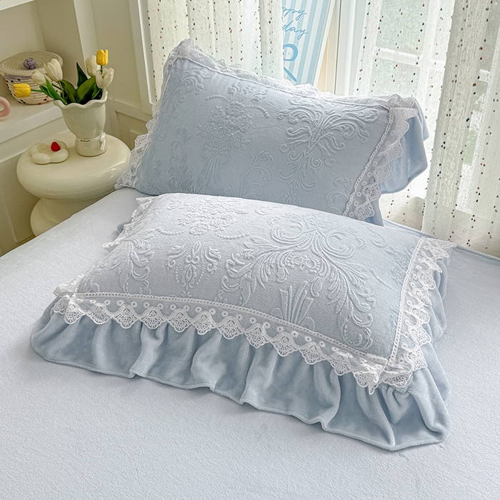 91家纺网 家纺一手货源 找家纺 锦格家纺 2024新款A类高克重牛奶绒四件套 艾洛薇【天蓝】