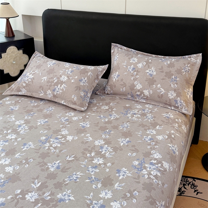 91家纺网 家纺一手货源 找家纺 梦舒羽 2025新款原麻床笠机洗家用防滑透气四季款床罩床垫床单保护套 漫步花丛-蓝