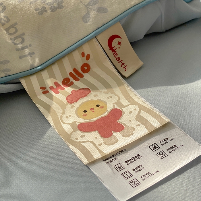 91家纺网 家纺一手货源 找家纺 梵克保罗 2025新款水洗棉糯小棉夏被夏被四件套四季被春秋被单人学生双人被子被芯 叶子小兔