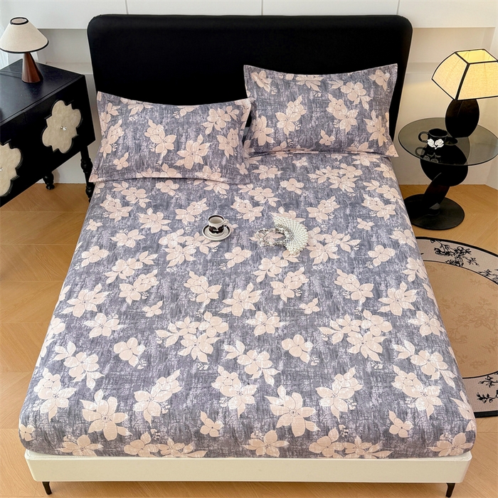 91家纺网 家纺一手货源 找家纺 梦舒羽 2025新款原麻床笠机洗家用防滑透气四季款床罩床垫床单保护套 陌上花开-咖