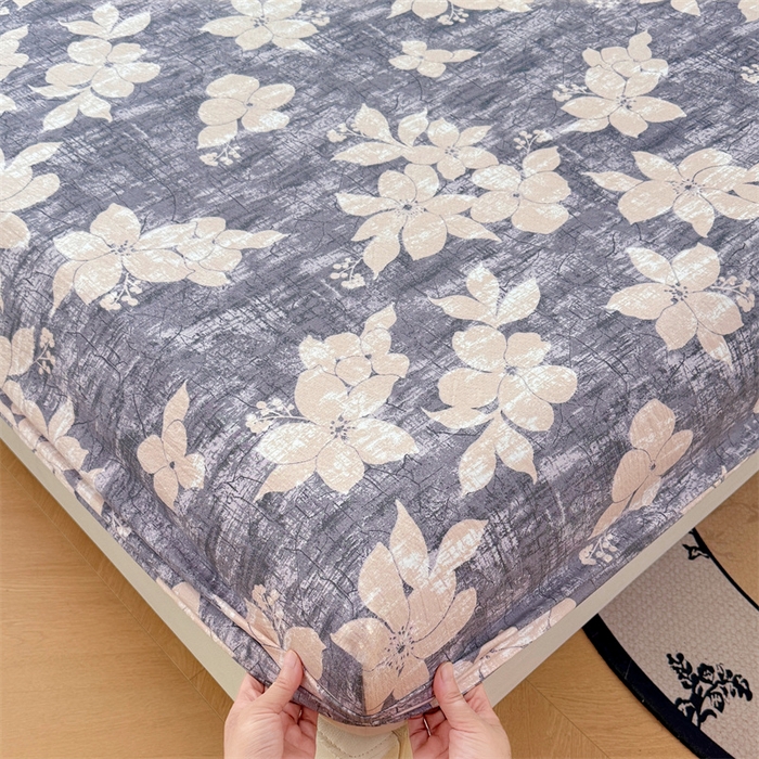 91家纺网 家纺一手货源 找家纺 梦舒羽 2025新款原麻床笠机洗家用防滑透气四季款床罩床垫床单保护套 陌上花开-咖