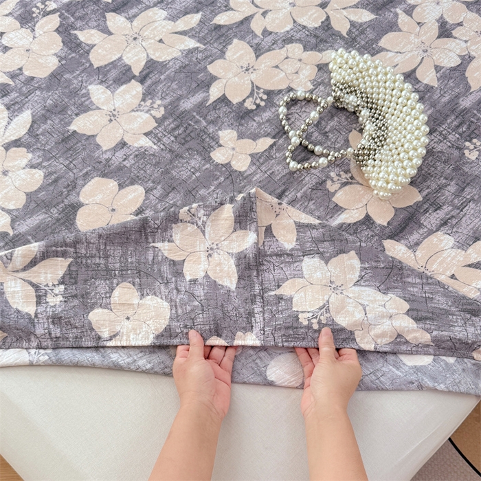 91家纺网 家纺一手货源 找家纺 梦舒羽 2025新款原麻床笠机洗家用防滑透气四季款床罩床垫床单保护套 陌上花开-咖