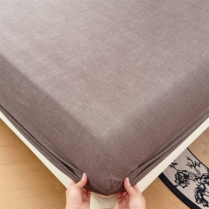 91家纺网 家纺一手货源 找家纺 梦舒羽 2025新款原麻床笠机洗家用防滑透气四季款床罩床垫床单保护套 慕斯咖