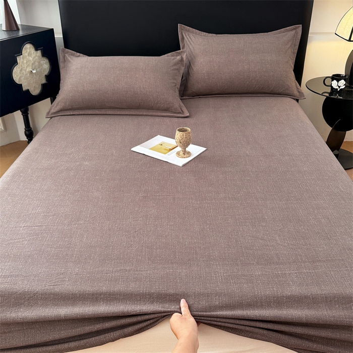 梦舒羽 2025新款原麻床笠机洗家用防滑透气四季款床罩床垫床单保护套 慕斯咖