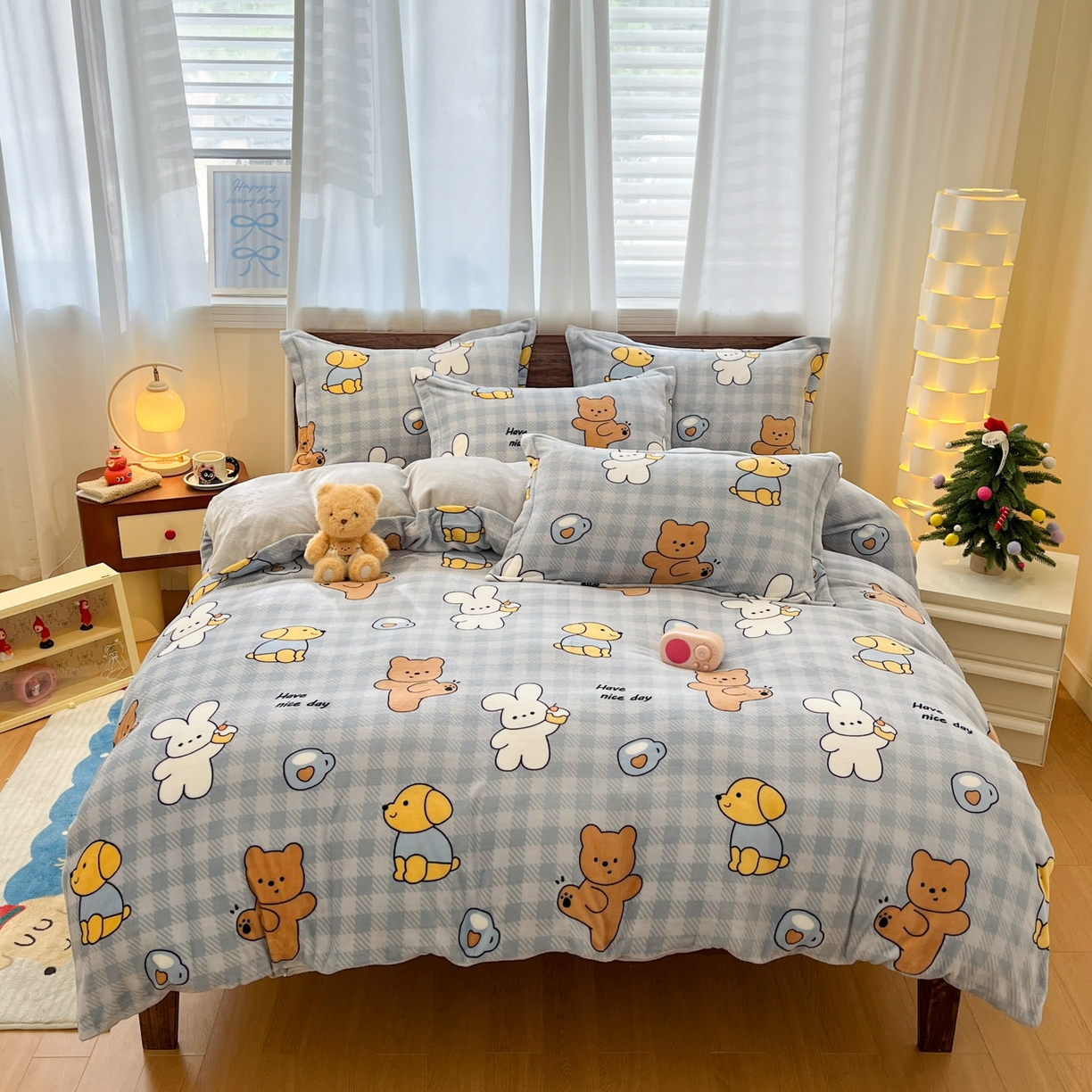 91家纺网 家纺一手货源 找家纺 寻米 2025新款高克重加厚保暖牛奶绒四件套-第一批 邦尼兔的小伙伴