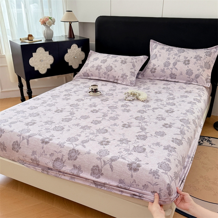 91家纺网 家纺一手货源 找家纺 梦舒羽 2025新款原麻床笠机洗家用防滑透气四季款床罩床垫床单保护套 南笙