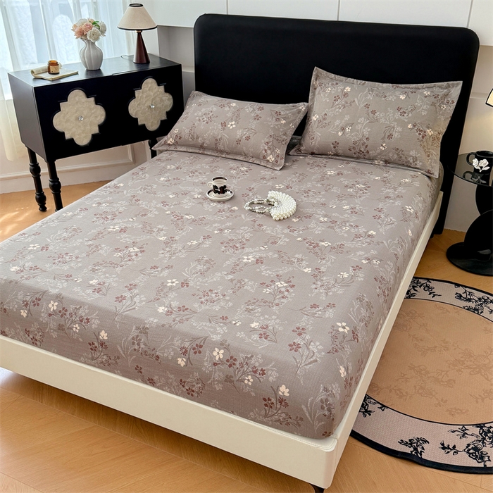 91家纺网 家纺一手货源 找家纺 梦舒羽 2025新款原麻床笠机洗家用防滑透气四季款床罩床垫床单保护套 山花浪漫