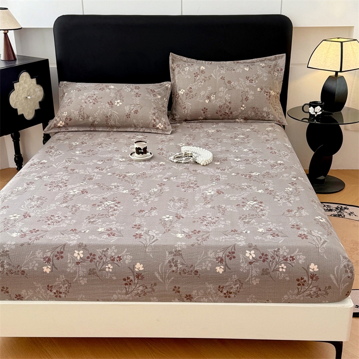 91家纺网 家纺一手货源 找家纺 梦舒羽 2025新款原麻床笠机洗家用防滑透气四季款床罩床垫床单保护套 山花浪漫