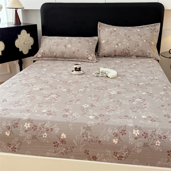 91家纺网 家纺一手货源 找家纺 梦舒羽 2025新款原麻床笠机洗家用防滑透气四季款床罩床垫床单保护套 山花浪漫