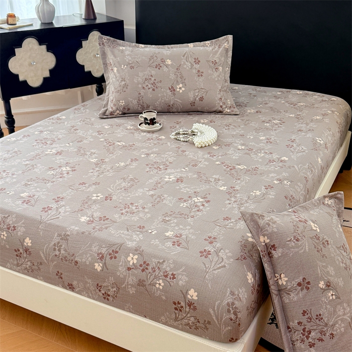 91家纺网 家纺一手货源 找家纺 梦舒羽 2025新款原麻床笠机洗家用防滑透气四季款床罩床垫床单保护套 山花浪漫