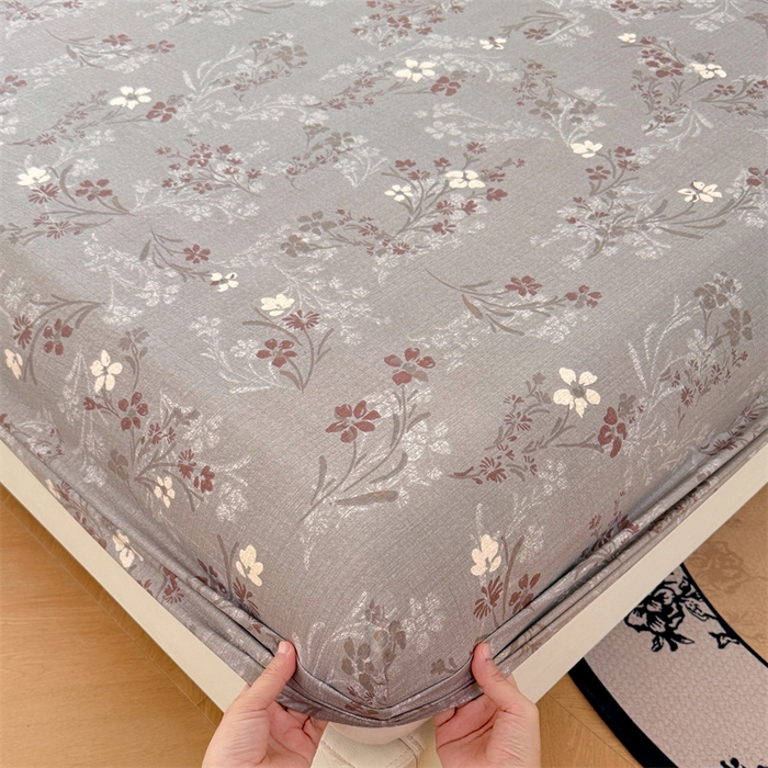 91家纺网 家纺一手货源 找家纺 梦舒羽 2025新款原麻床笠机洗家用防滑透气四季款床罩床垫床单保护套 山花浪漫