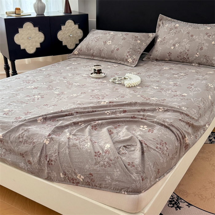 91家纺网 家纺一手货源 找家纺 梦舒羽 2025新款原麻床笠机洗家用防滑透气四季款床罩床垫床单保护套 山花浪漫