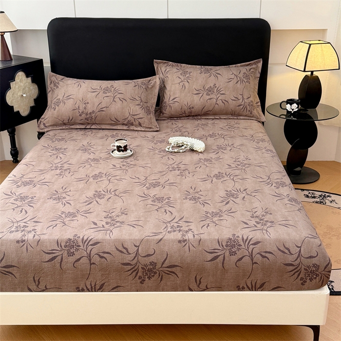 91家纺网 家纺一手货源 找家纺 梦舒羽 2025新款原麻床笠机洗家用防滑透气四季款床罩床垫床单保护套 素锦