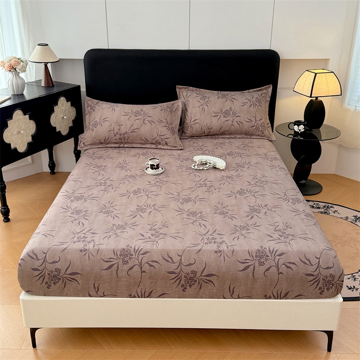 91家纺网 家纺一手货源 找家纺 梦舒羽 2025新款原麻床笠机洗家用防滑透气四季款床罩床垫床单保护套 素锦