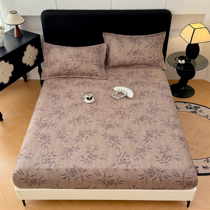 91家纺网 家纺一手货源 找家纺 梦舒羽 2025新款原麻床笠机洗家用防滑透气四季款床罩床垫床单保护套 素锦