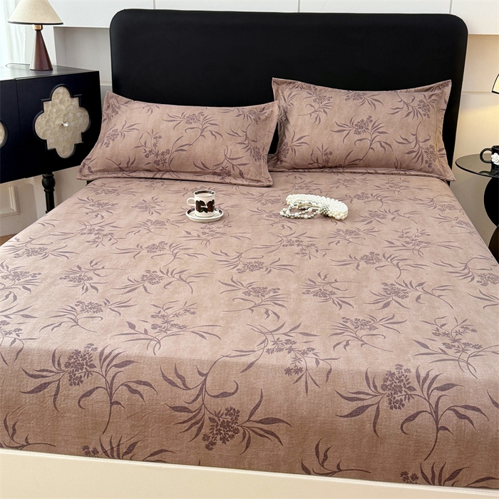 91家纺网 家纺一手货源 找家纺 梦舒羽 2025新款原麻床笠机洗家用防滑透气四季款床罩床垫床单保护套 素锦